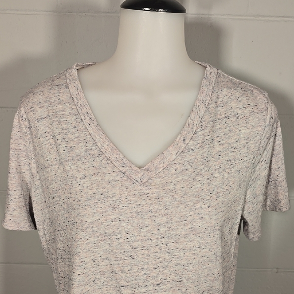 Women's V-Neck PINK Speckled Top - Picture 2 of 7